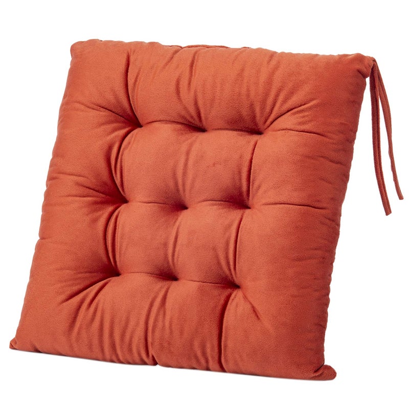 WONDER MIRACLE 4 Pack Seat Cushion/Chair Cushion Pads for Dining Chairs, Office Chair, Floor, Machine Wash & Dryer Friendly (Flannel 16"Ã—16", Carrot) - Image 3